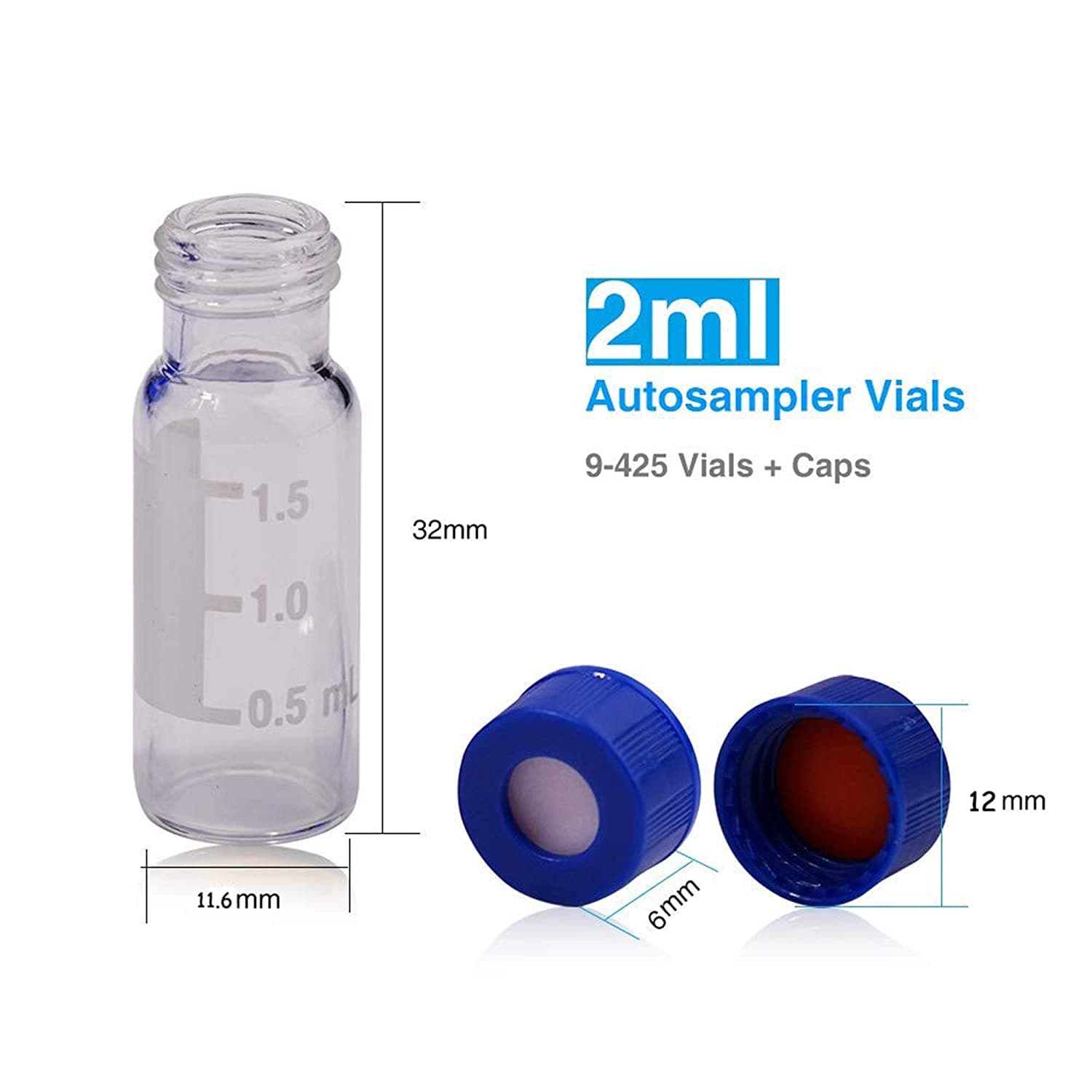 borosil 2ml sample vials with Cap for hplc system